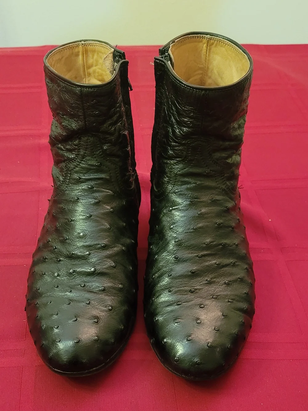 Men's Black Authentic Ostrich Ankle Boots